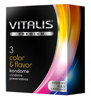 Цветные ароматизированные презервативы Vitalis Premium color & flavor - 3 шт.
