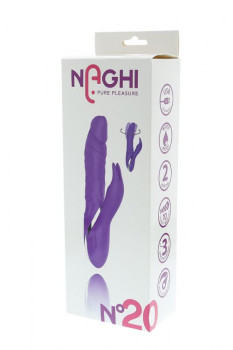 Фиолетовый ротатор Naghi NO.20 Rechargeable Duo Vibrator с клиторальным отростком