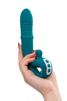 Зеленый вибратор с функцией Up&Down и стимулирующим кольцом Mija - 19 см.