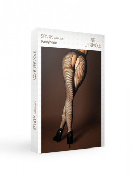 Черные колготки с двойной сеткой и стразами, черный