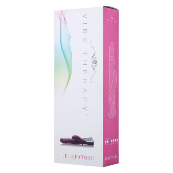 Голубой вибратор с вращением и клиторальной стимуляцией Vibe Therapy Telepathic - 23 см.